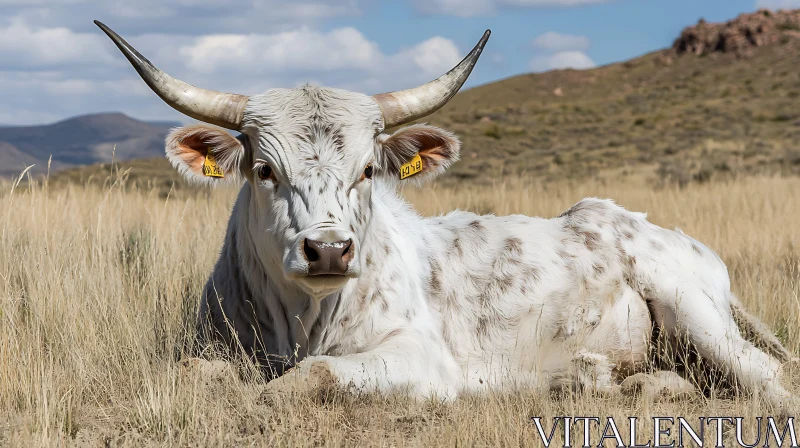 Peaceful Cow Portrait in Nature AI Image