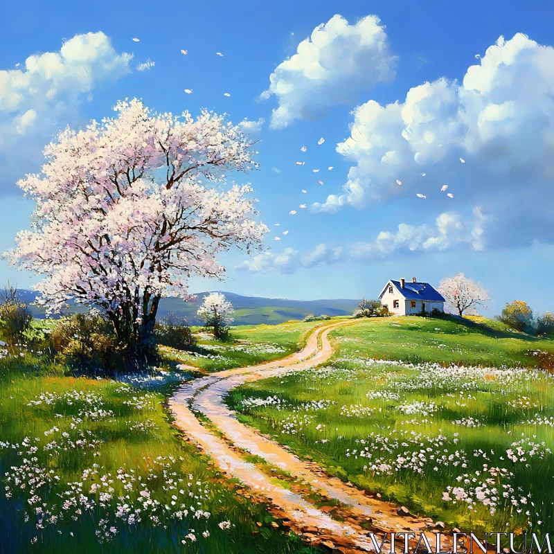 AI ART Idyllic Landscape with a Path to Home