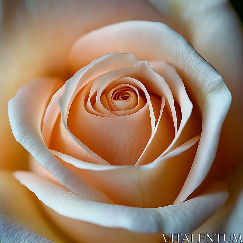 Peach-Colored Rose Close-Up AI Image