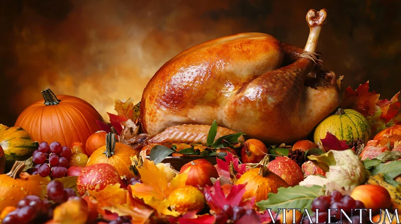 Autumn Harvest Feast with Roasted Turkey AI Image