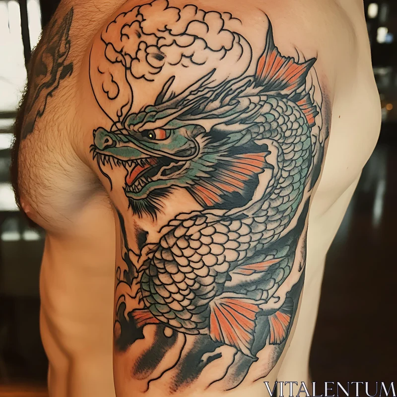 Mythical Dragon Tattoo Design AI Image