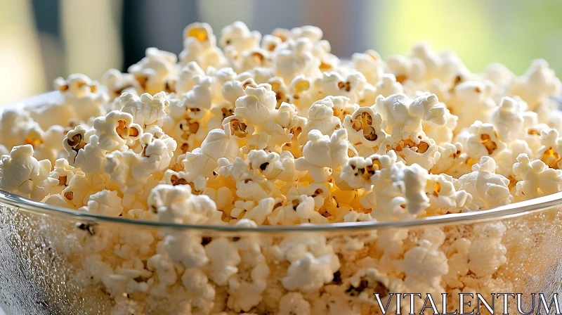 Delicious Popcorn in a Glass Bowl AI Image