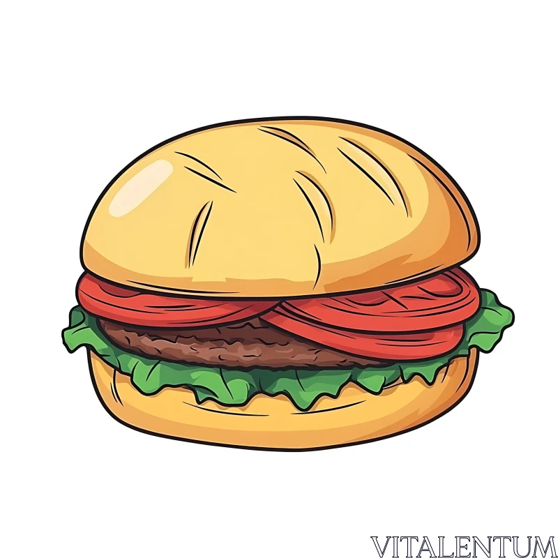 Illustration of a Tasty Burger AI Image