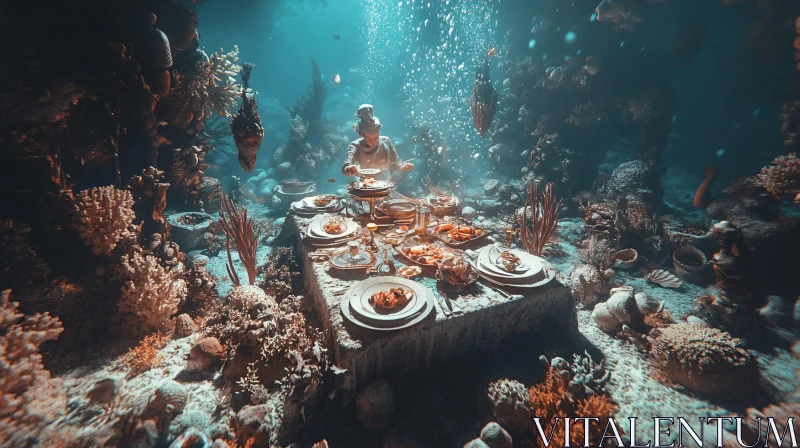 Coral Reef Culinary Art Underwater Feast AI Image