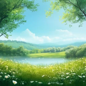 Tranquil Nature Scene with Flowers