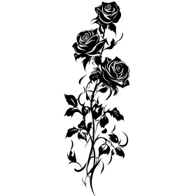 Intricate Black and White Floral Art - Roses