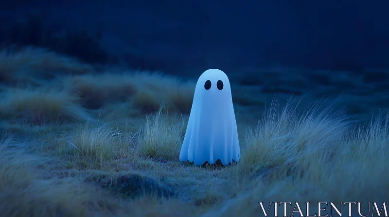 Spooky Ghost in Field AI Image