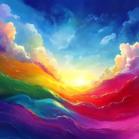 Rainbow Landscape with Clouds