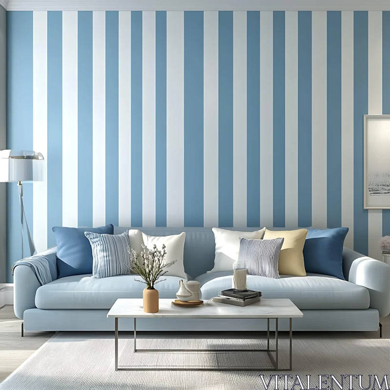 AI ART Calm Interior with Striped Wall