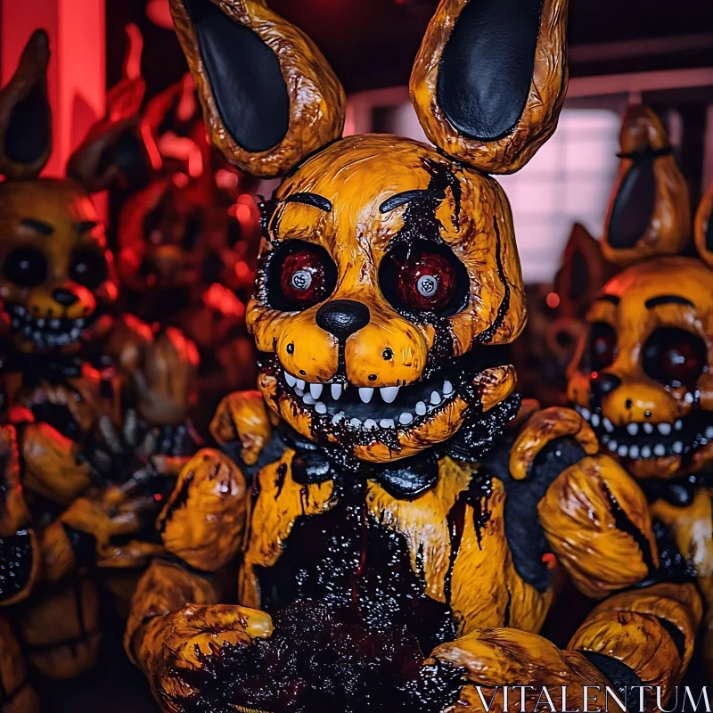 AI ART Menacing Yellow Rabbit Figures