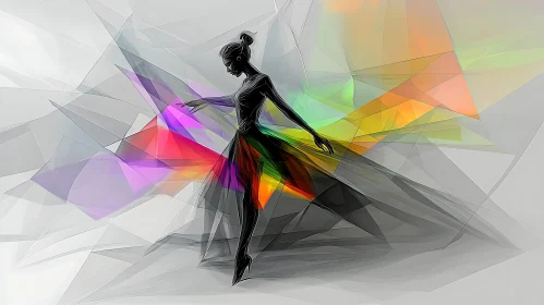 Colorful Abstract Ballerina Silhouette