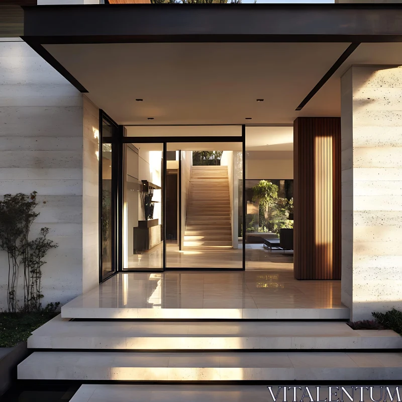 Sunlit Modern Home Entrance AI Image