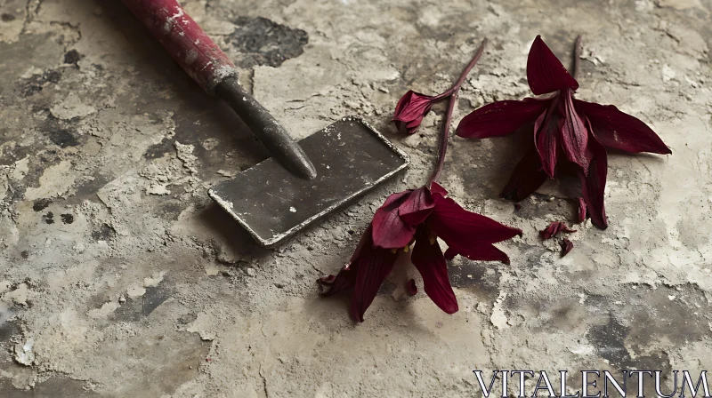 Faded Blooms and Tool Still Life AI Image