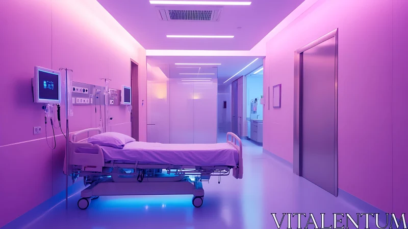 AI ART Hospital Room with Purple and Blue Lighting