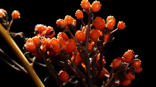 Luminescent Orange Flowers against Black Background