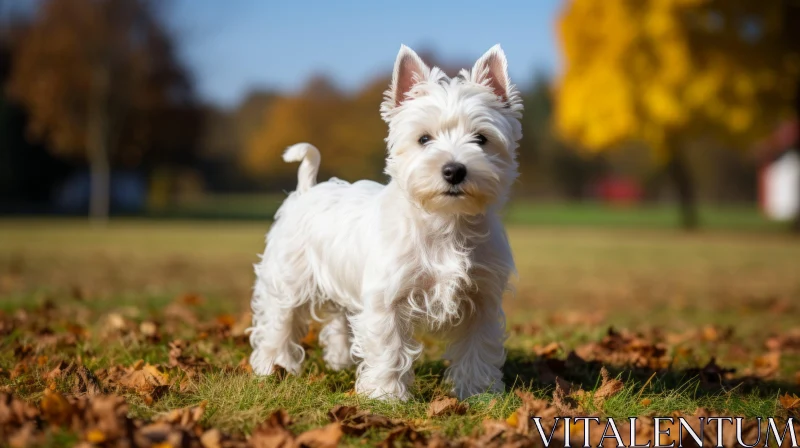 West Highland Terrier in Autumn Park - A Whimsical Portrait AI Image