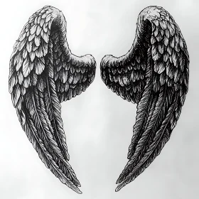 Monochrome Winged Illustration