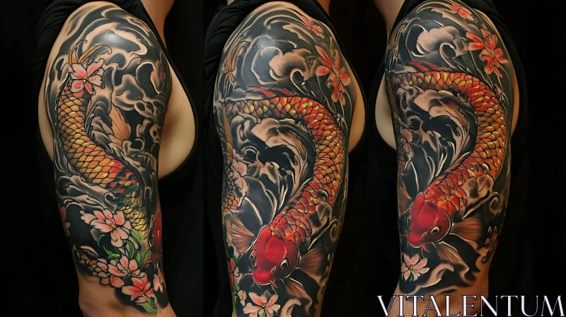 Detailed Koi Fish Arm Tattoo AI Image