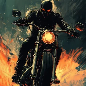 Biker on Fire: A Fiery Motorcycle Ride