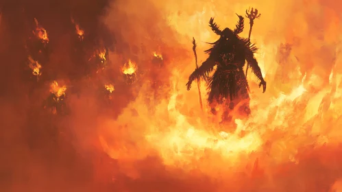 Rising Demon Amidst Blazing Inferno