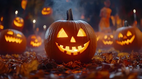 Festive Halloween Pumpkin Display