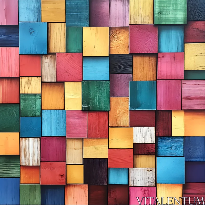 Mosaic of Wooden Squares AI Image