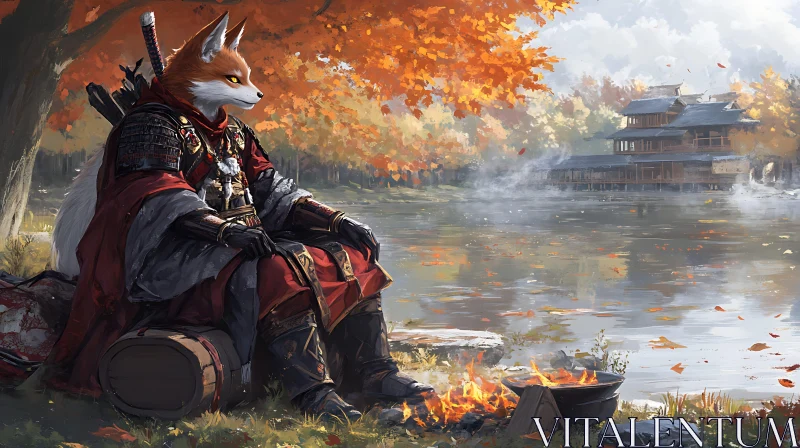 Armored Fox by the Lake AI Image