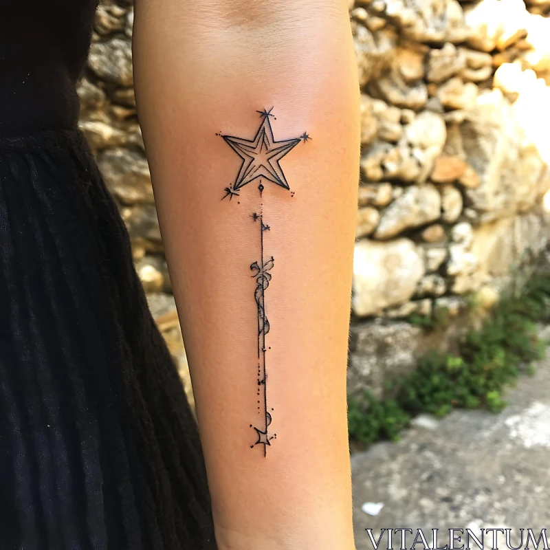 Simple Star Line Art Tattoo AI Image