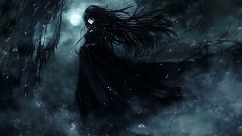 Gothic Anime Girl in the Night