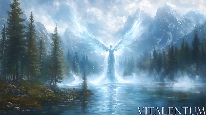 AI ART Ethereal Angel by Mountain Lake