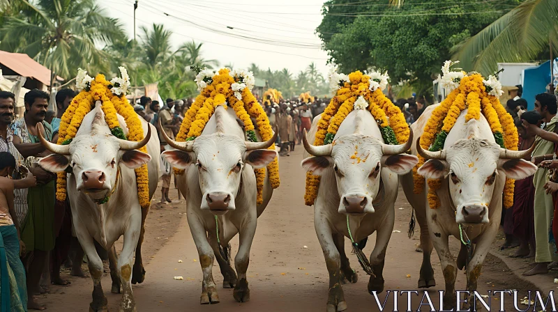 Decorated Cows Parade AI Image