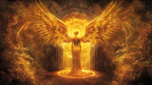 Radiant Angel Figure in Golden Light