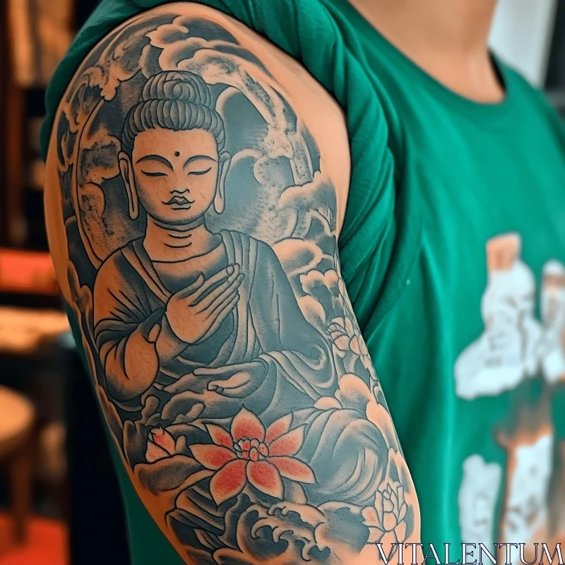 Spiritual Buddha Tattoo on Arm AI Image