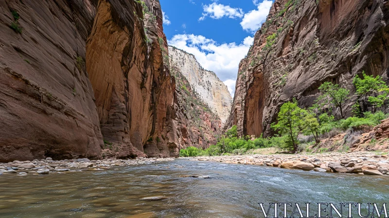 AI ART River Flowing Through Majestic Canyon