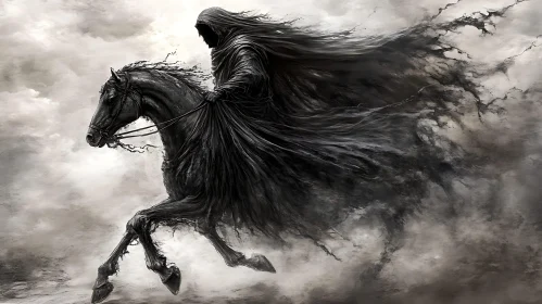 Cloaked Rider on Horseback