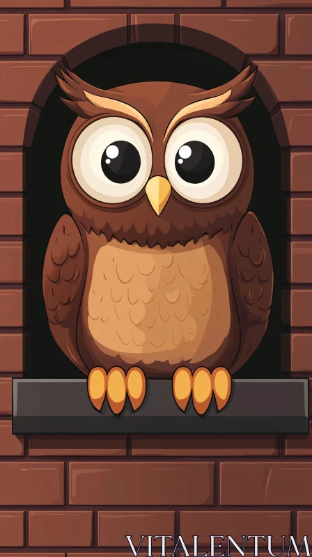 Playful Owl Illustration AI Image