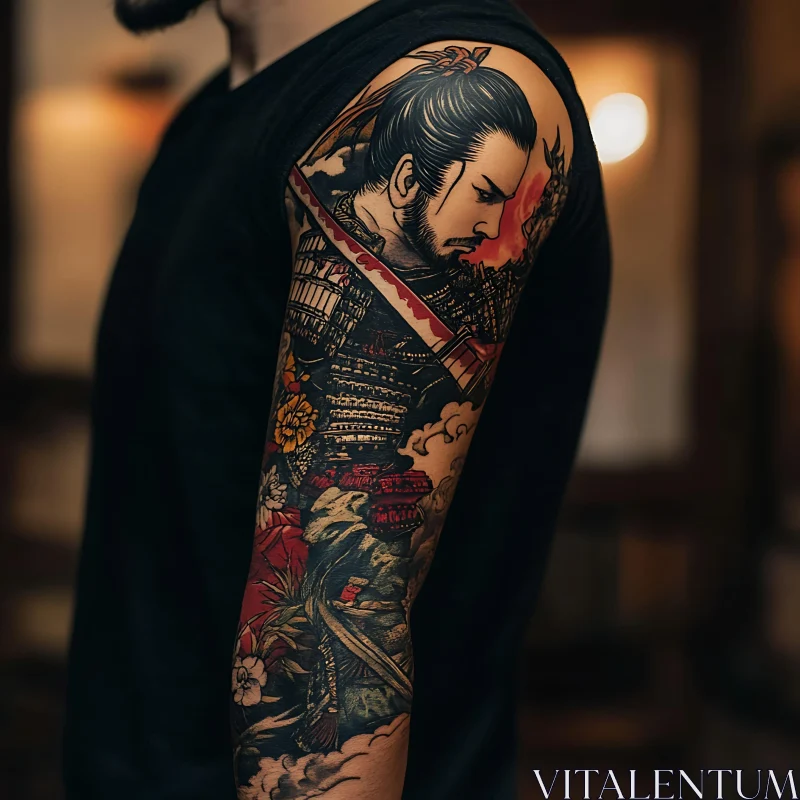 Detailed Traditional Samurai Tattoo AI Image