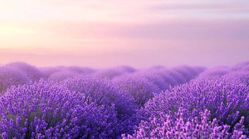 Purple Lavender Flowers Field View