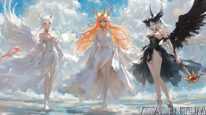 AI ART Three Winged Women Art