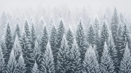 Serene Snow-Covered Evergreen Forest