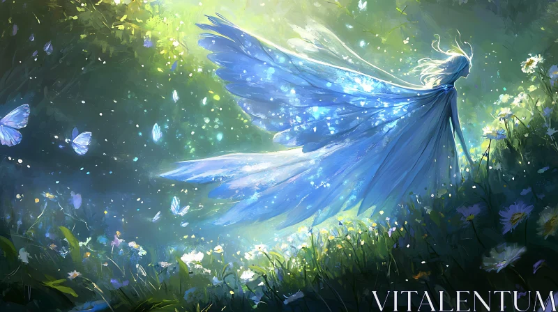 AI ART Luminous Fairy with Butterflies