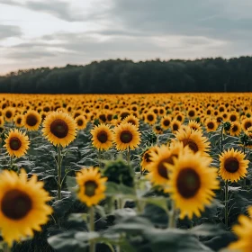 Golden Sunflowers in a Vast Field