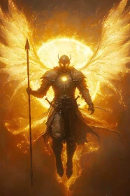 Armored Angel with Fiery Wings