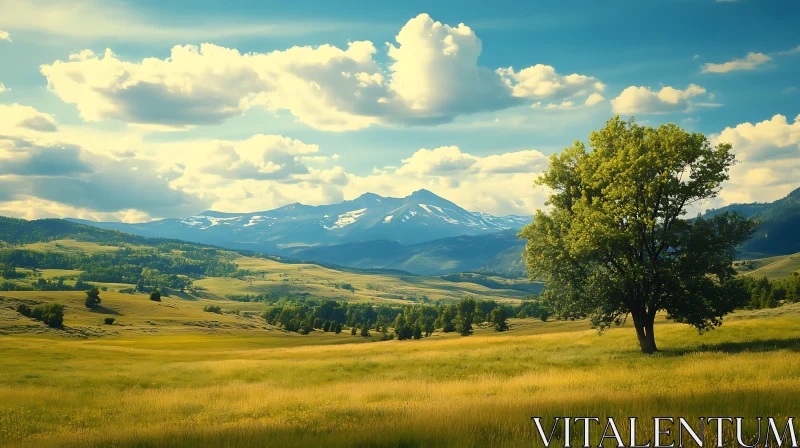 AI ART Scenic Meadow and Mountain View