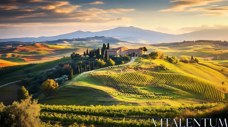 AI ART Rolling Hills and Vineyard in Tuscany