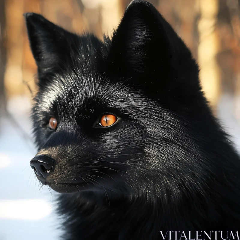 Mystic Gaze of a Dark Fox AI Image