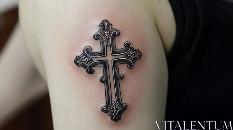 Detailed Cross Tattoo on Arm AI Image