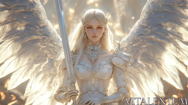 AI ART Winged Guardian Angel with Sword