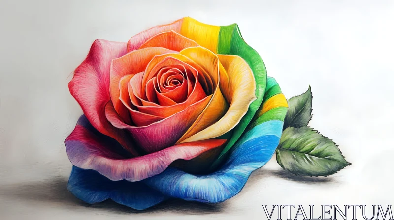 AI ART Rainbow Rose Art