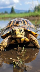 Captivating Image of a Turtle in the Mud | Animalier Art